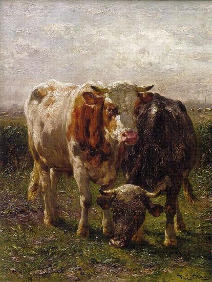 Bull and cow in the floodplains at Oosterbeek, Johannes Hubertus Leonardus de Haas